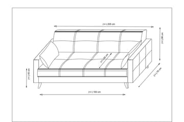 Darcia 3-sits Längsbäddad Bäddsoffa 55x183 cm med Förvaring i Linne - Terrakotta - Möbler - Vardagsrum - Bäddsoffor