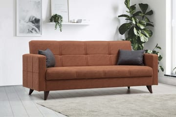 Darcia 3-sits Längsbäddad Bäddsoffa 55x183 cm med Förvaring i Linne - Terrakotta - Möbler - Vardagsrum - Bäddsoffor