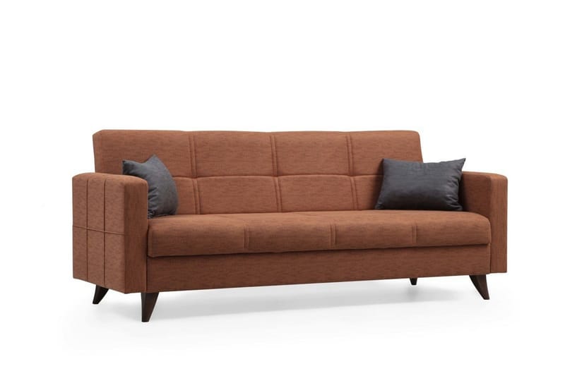 Darcia 3-sits Längsbäddad Bäddsoffa 55x183 cm med Förvaring i Linne - Terrakotta - Möbler - Vardagsrum - Bäddsoffor