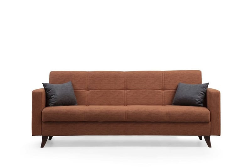 Darcia 3-sits Längsbäddad Bäddsoffa 55x183 cm med Förvaring i Linne, Terrakotta
