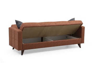 Darcia 3-sits Längsbäddad Bäddsoffa 55x183 cm med Förvaring i Linne - Terrakotta - Möbler - Vardagsrum - Bäddsoffor