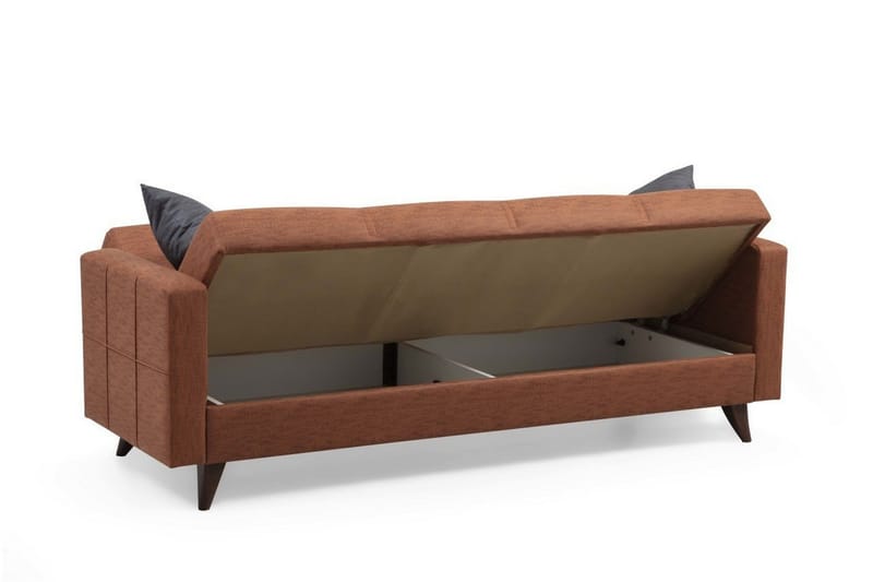 Darcia 3-sits Längsbäddad Bäddsoffa 55x183 cm med Förvaring i Linne - Terrakotta - Möbler - Vardagsrum - Bäddsoffor