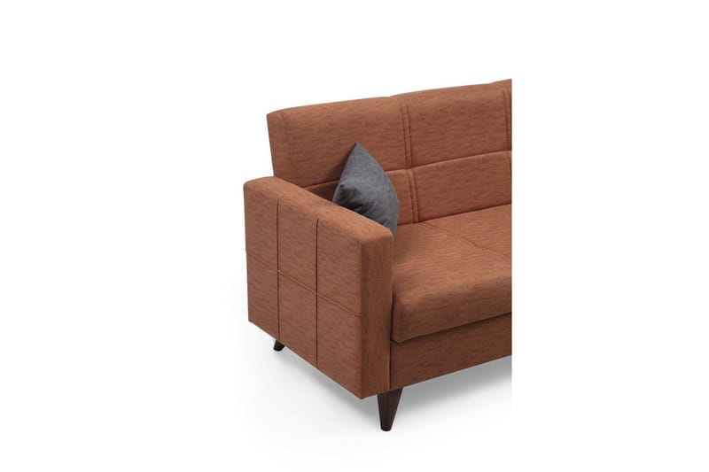 Darcia 3-sits Längsbäddad Bäddsoffa 55x183 cm med Förvaring i Linne - Terrakotta - Möbler - Vardagsrum - Bäddsoffor
