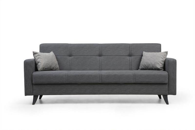 Darcia 3-sits Längsbäddad Bäddsoffa 55x183 cm med Förvaring i Tyg, Grå