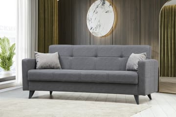 Darcia 3-sits Längsbäddad Bäddsoffa 55x183 cm med Förvaring i Tyg - Grå - Möbler - Vardagsrum - Bäddsoffor