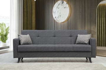 Darcia 3-sits Längsbäddad Bäddsoffa 55x183 cm med Förvaring i Tyg - Grå - Möbler - Vardagsrum - Bäddsoffor