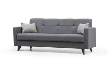 Darcia 3-sits Längsbäddad Bäddsoffa 55x183 cm med Förvaring i Tyg - Grå - Möbler - Vardagsrum - Bäddsoffor
