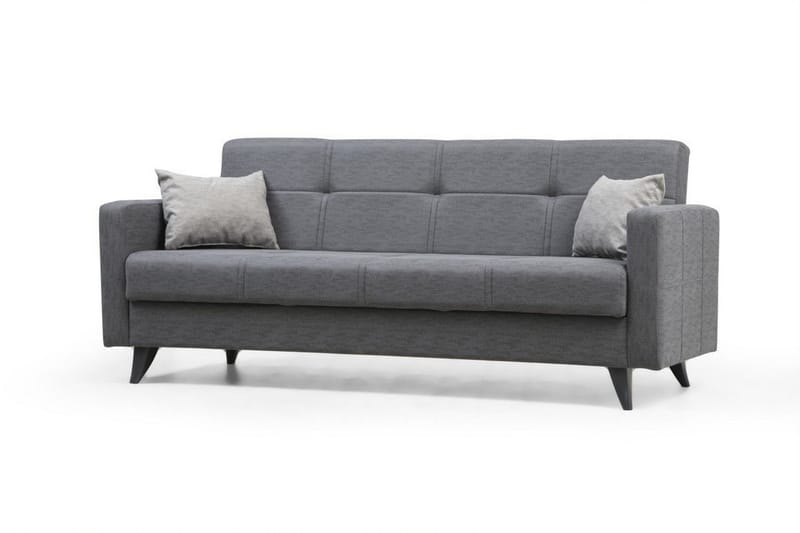 Darcia 3-sits Längsbäddad Bäddsoffa 55x183 cm med Förvaring i Tyg - Grå - Möbler - Vardagsrum - Bäddsoffor