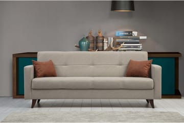 Darcia 3-sits Längsbäddad Bäddsoffa 75x183 cm med Förvaring i Tyg - Beige - Möbler - Vardagsrum - Bäddsoffor