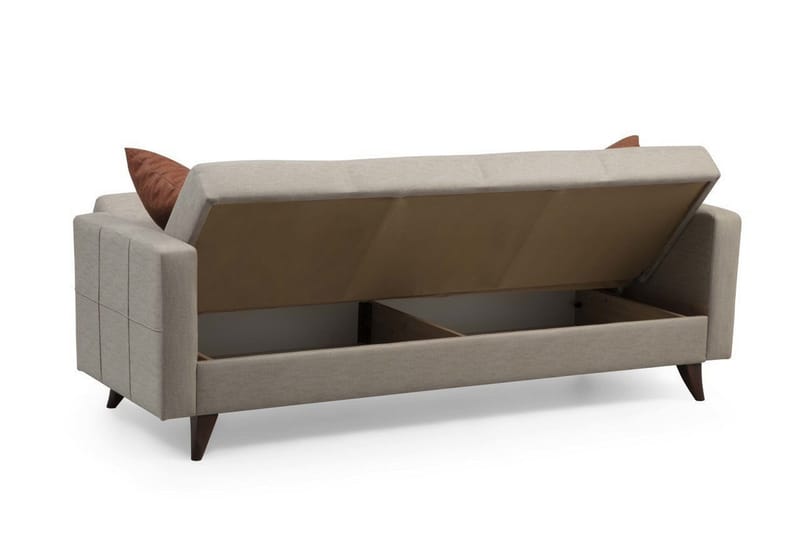 Darcia 3-sits Längsbäddad Bäddsoffa 75x183 cm med Förvaring i Tyg - Beige - Möbler - Vardagsrum - Bäddsoffor