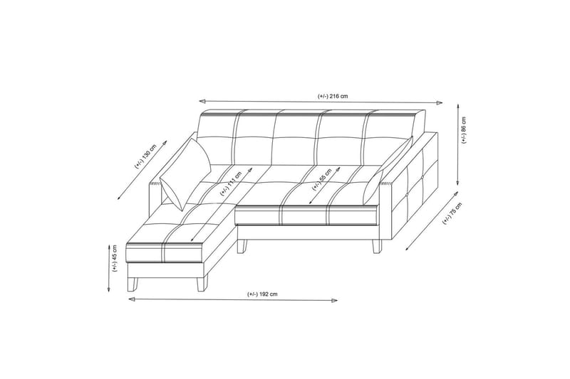 Darcia Bäddsoffa m. Divan 3-sits Ljusgrå - Möbler - Vardagsrum - Bäddsoffor