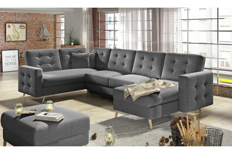 Deadra Bäddsoffa med Dubbeldivan, Grå