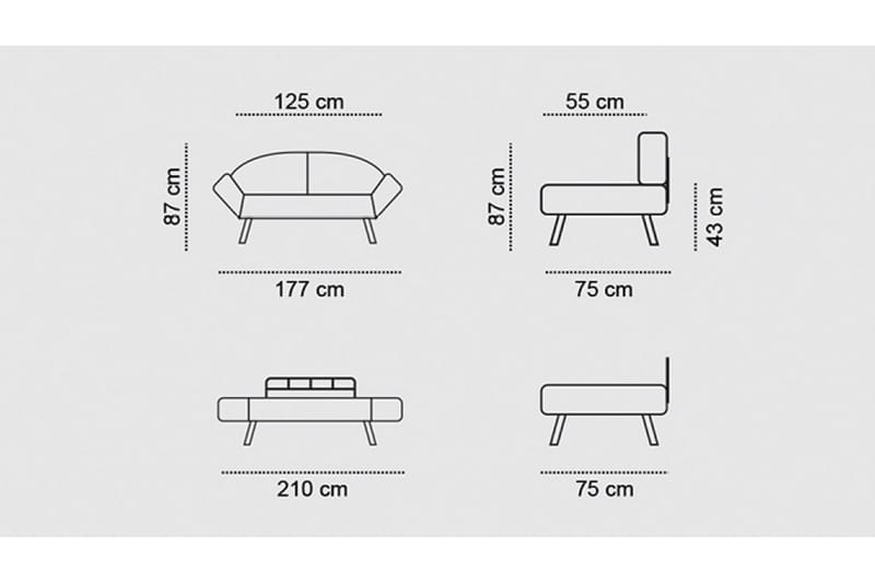 DEENA Bäddsoffa 2-sits Vinröd - Möbler - Vardagsrum - Bäddsoffor