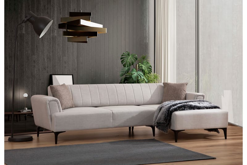 DEERCROFT Bäddsoffa med divan Beige - Hörnbäddsoffa - Bäddsoffor