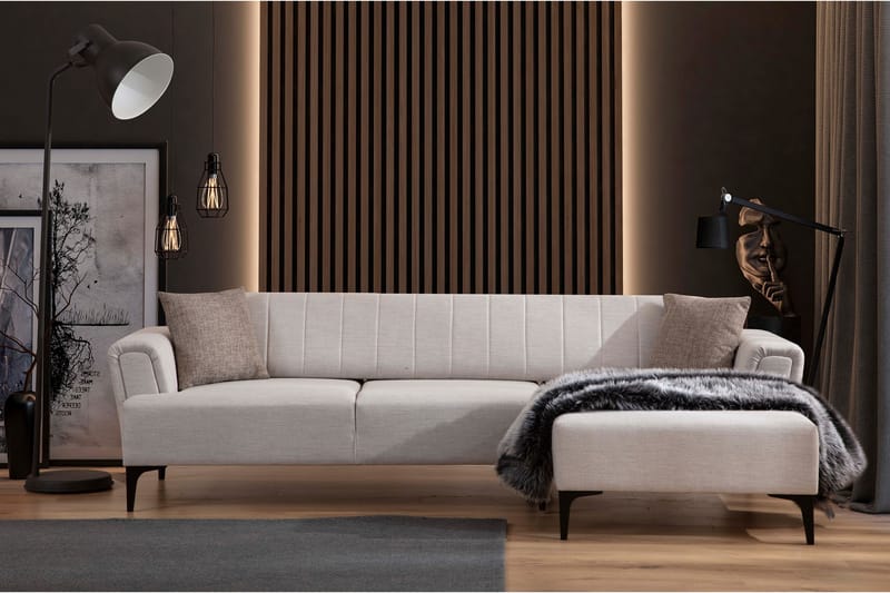 DEERCROFT Bäddsoffa med divan Beige - Möbler - Vardagsrum - Bäddsoffor - Hörnbäddsoffa