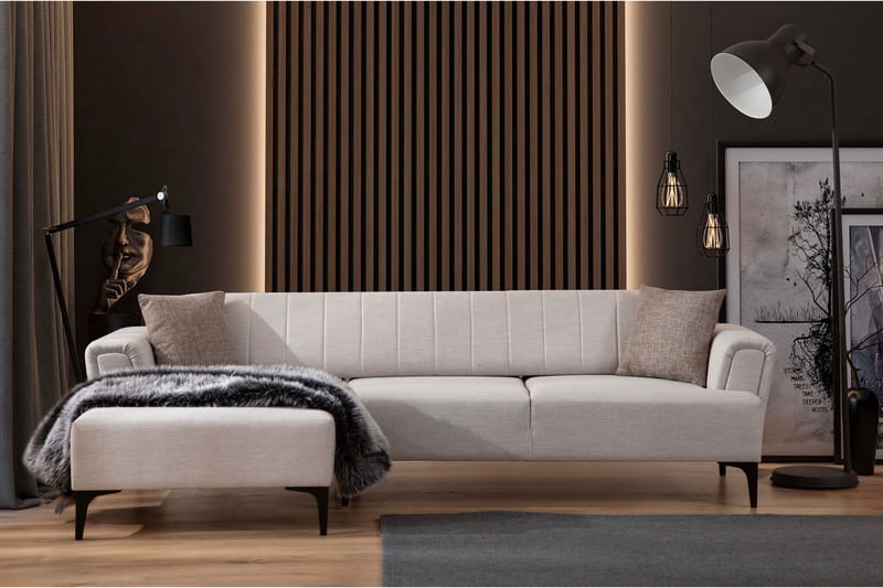 DEERCROFT Bäddsoffa med divan Beige - Hörnbäddsoffa - Bäddsoffor