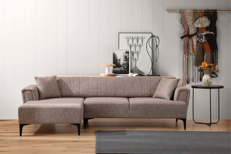 DEERCROFT Bäddsoffa med divan Ljusbrun - Möbler - Vardagsrum - Bäddsoffor - Hörnbäddsoffa