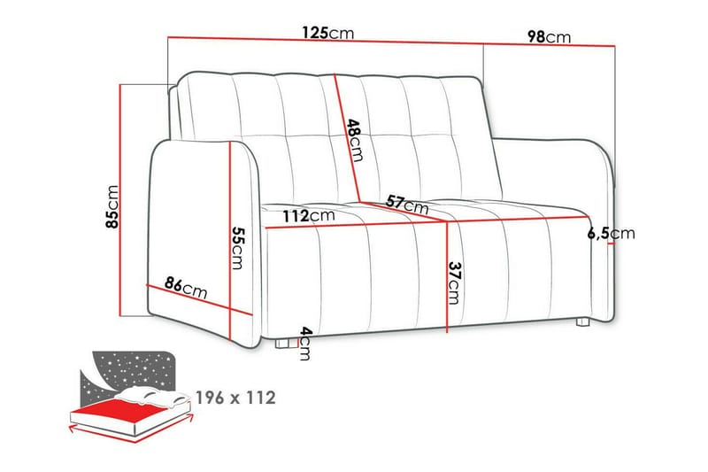 Denegal 2-sits Bäddsoffa Grå - Bäddsoffor - 2-sits bäddsoffa