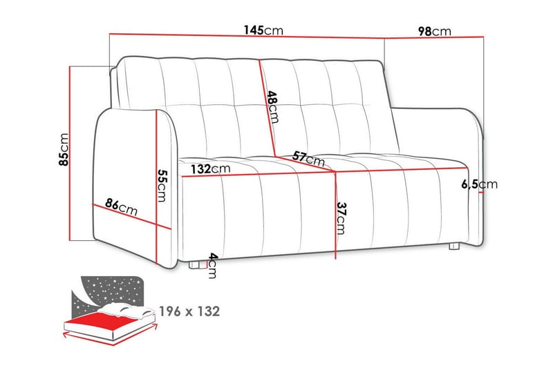 Denegal 2-sits Bäddsoffa Grå - Bäddsoffor - 2-sits bäddsoffa