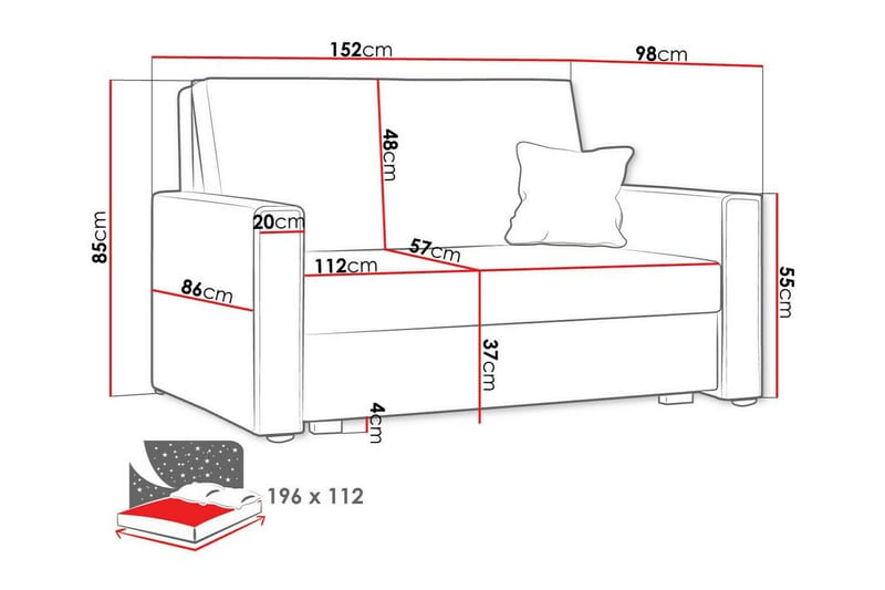 Denegal 2-sits Bäddsoffa Ljusgrå - Bäddsoffor - 2-sits bäddsoffa