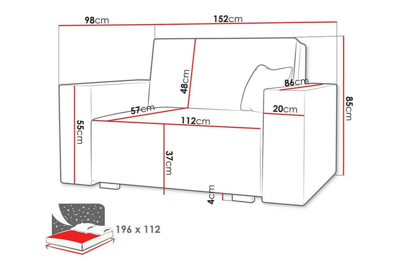 Denegal 2-sits Bäddsoffa Ljusgrå - Bäddsoffor - 2-sits bäddsoffa