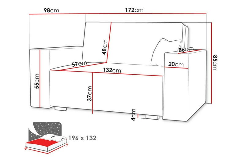 Denegal 2-sits Bäddsoffa Ljusgrå - Bäddsoffor - 2-sits bäddsoffa