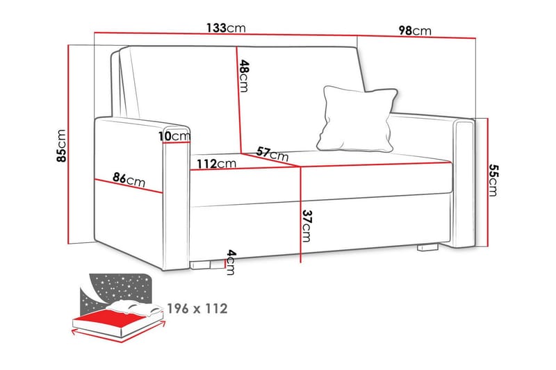 Denegal 2-sits Bäddsoffa Ljusgrå - Möbler - Vardagsrum - Bäddsoffor