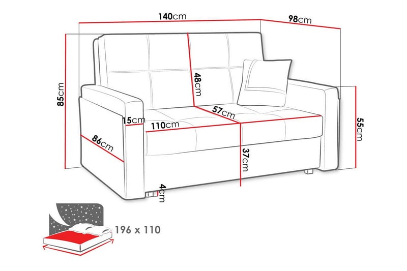 Denegal 2-sits Bäddsoffa Ljusgrå/Mörkgrå - Bäddsoffor - 2-sits bäddsoffa