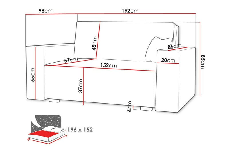 Denegal 2-sits Bäddsoffa Ljusgrön - Bäddsoffor - 2-sits bäddsoffa