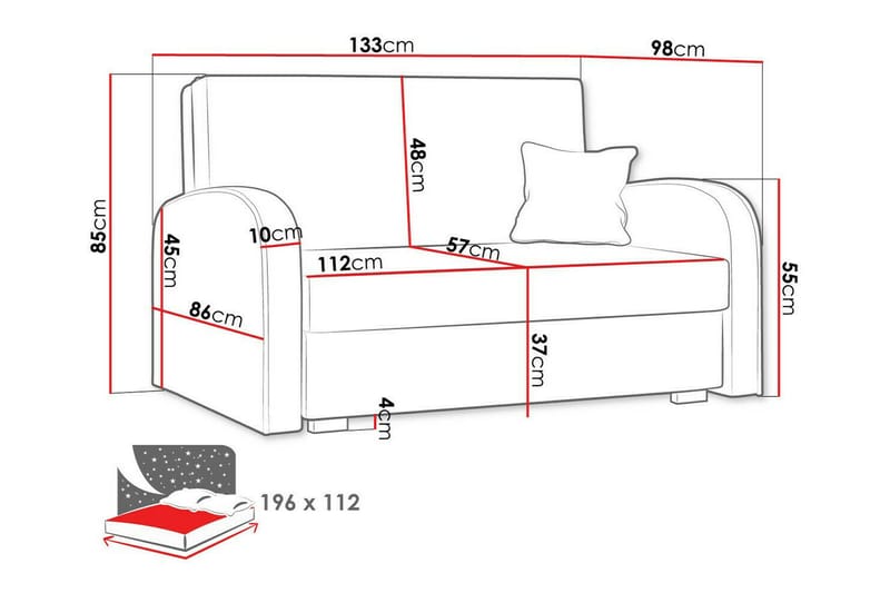 Denegal 2-sits Bäddsoffa Ljusrosa - Möbler - Vardagsrum - Bäddsoffor