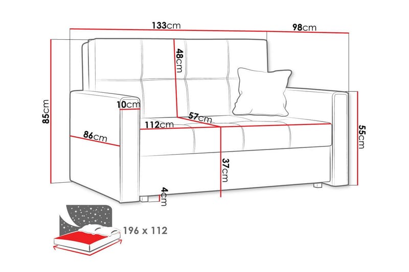 Denegal 2-sits Bäddsoffa Mörkblå - Bäddsoffor - 2-sits bäddsoffa