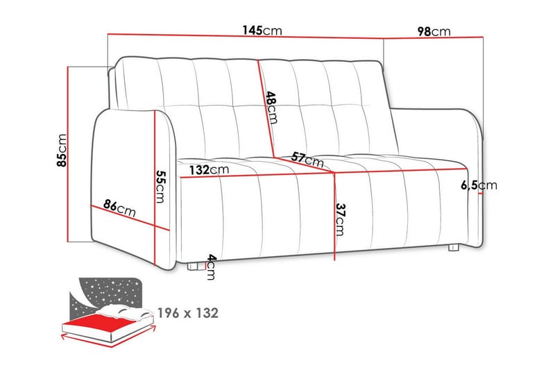 Denegal 2-sits Bäddsoffa Mörkgrå - Bäddsoffor - 2-sits bäddsoffa