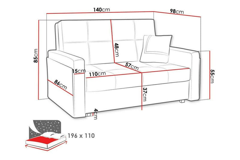 Denegal 2-sits Bäddsoffa Mörkgrå - Möbler - Vardagsrum - Bäddsoffor