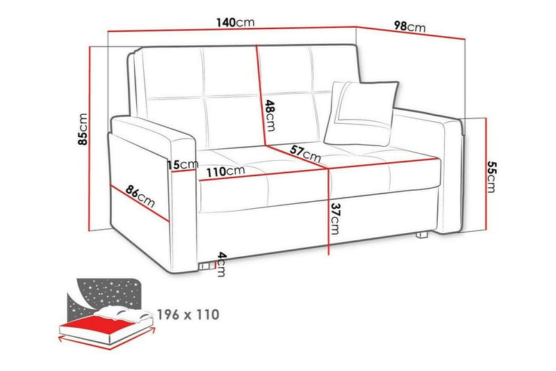 Denegal 2-sits Bäddsoffa Mörkgrå - Bäddsoffor - 2-sits bäddsoffa