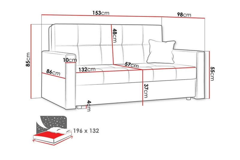 Denegal 2-sits Bäddsoffa Mörkgrå - Bäddsoffor - 2-sits bäddsoffa