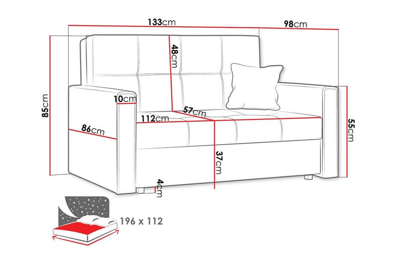 Denegal 2-sits Bäddsoffa Mörkgrå - Bäddsoffor - 2-sits bäddsoffa