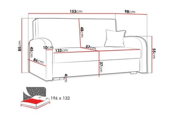 Denegal 2-sits Framåtbäddad Bäddsoffa 132x196 cm med Förvaring i Sammet - Rosa - Möbler - Vardagsrum - Bäddsoffor
