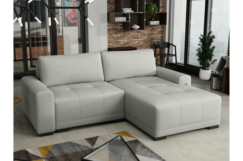 Denegal 2-sits Hörnbäddsoffa Ljusgrå/Mörkgrå - Möbler - Vardagsrum - Bäddsoffor - Hörnbäddsoffa