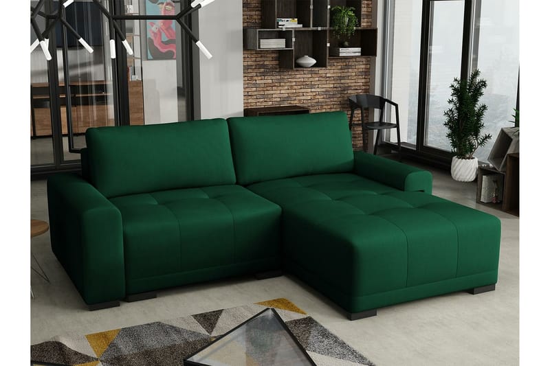 Denegal 2-sits Hörnbäddsoffa Mörkgrön - Möbler - Vardagsrum - Bäddsoffor