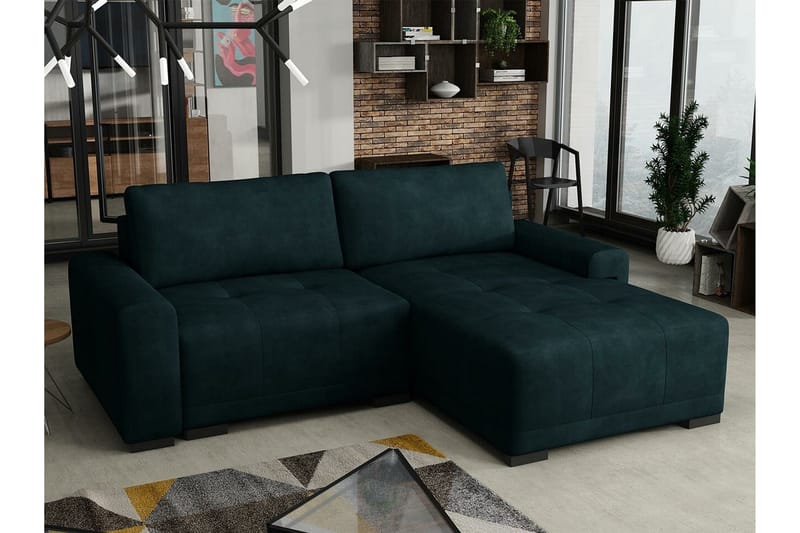 Denegal 2-sits Hörnbäddsoffa NO_BRAND Dark green - Möbler - Vardagsrum - Bäddsoffor - Hörnbäddsoffa