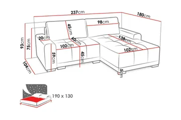 Denegal 2-sits Hörnbäddsoffa - Möbler - Vardagsrum - Bäddsoffor