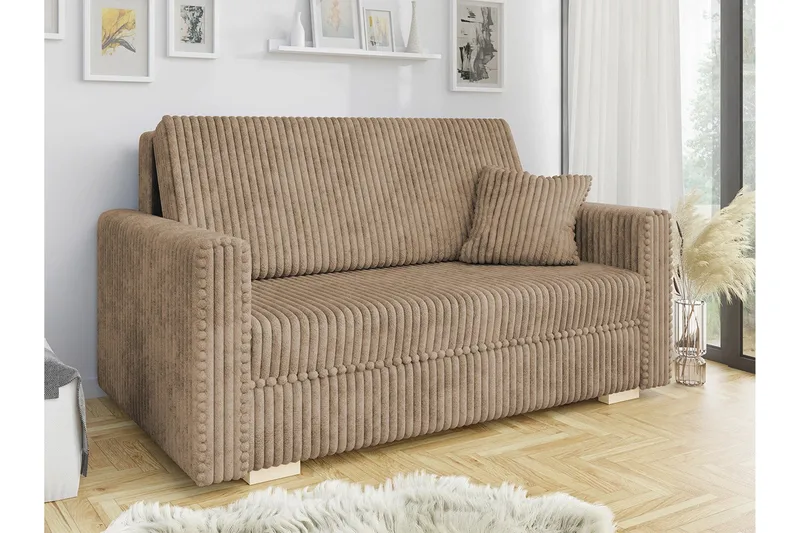 Denegal 2-sits liten bäddsoffa i Sammet - Beige - Möbler - Vardagsrum - Bäddsoffor