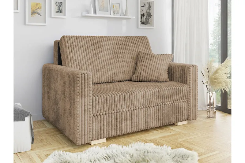 Denegal 2-sits liten bäddsoffa i Sammet - Beige - Möbler - Vardagsrum - Bäddsoffor
