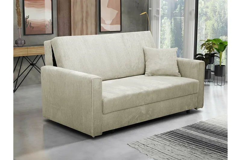 Denegal 2-sits liten bäddsoffa i Tyg - Beige - Möbler - Vardagsrum - Bäddsoffor
