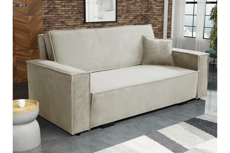 Denegal 2-sits liten bäddsoffa i Tyg - Beige - Möbler - Vardagsrum - Bäddsoffor