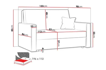 Denegal 2-sits liten bäddsoffa i Tyg - Blå - Möbler - Vardagsrum - Bäddsoffor