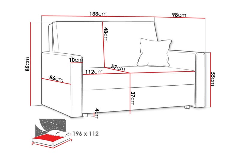 Denegal 2-sits liten bäddsoffa i Tyg - Blå - Möbler - Vardagsrum - Bäddsoffor