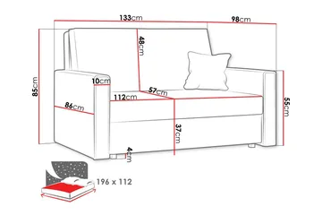 Denegal 2-sits liten bäddsoffa i Tyg - Grå - Möbler - Vardagsrum - Bäddsoffor