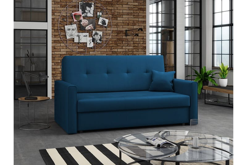 Denegal 2-sits liten bäddsoffa i Plysch - Blå - Möbler - Vardagsrum - Bäddsoffor