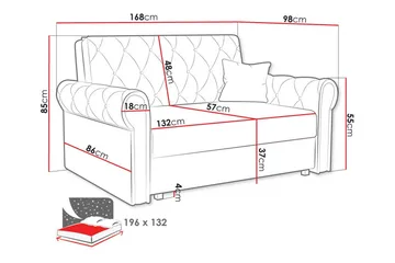 Denegal 2-sits liten bäddsoffa i Plysch - Blå - Möbler - Vardagsrum - Bäddsoffor